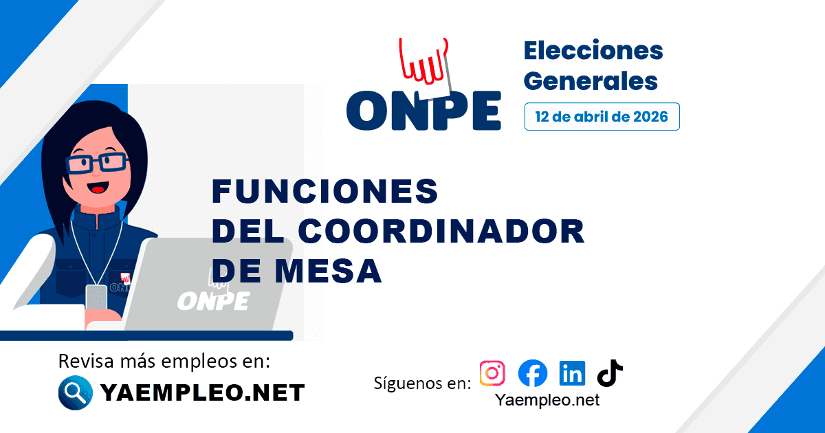 Funciones del Coordinador de Mesa - ONPE 2026