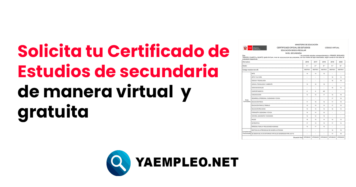 Solicita tu Certificado de Estudios de secundaria de manera virtual y gratuita del Minedu