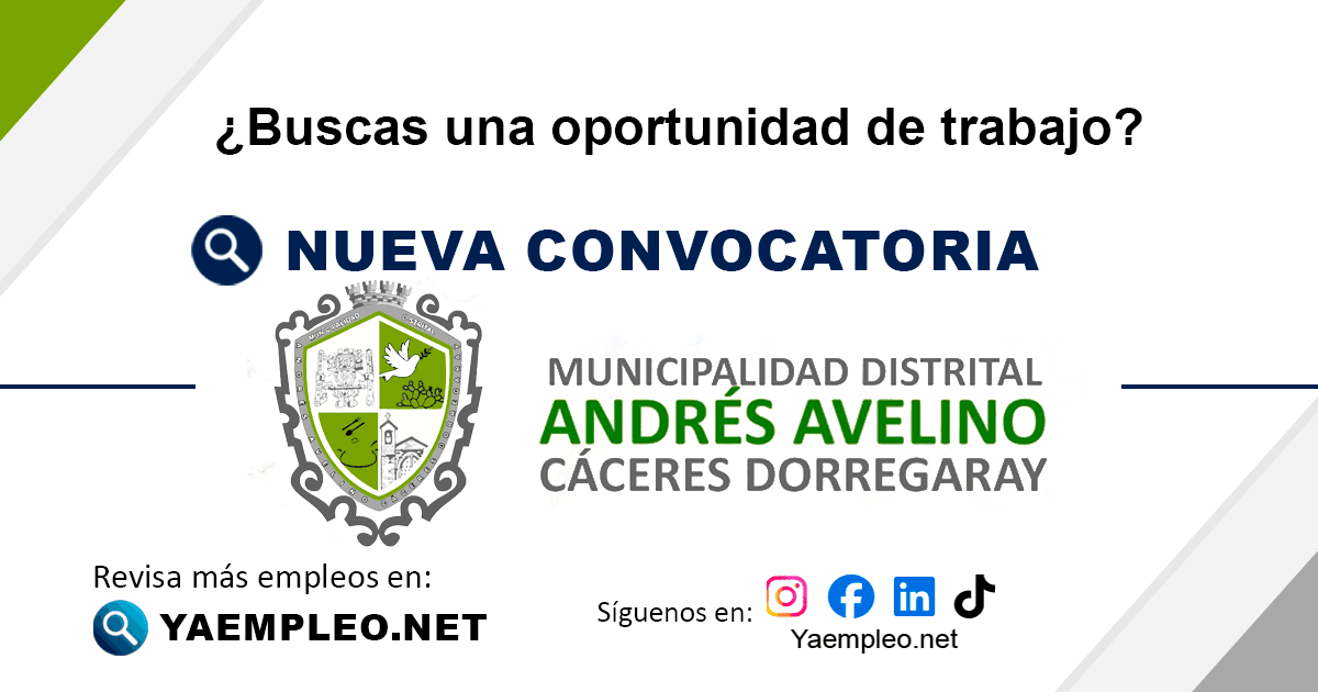 Convocatoria Municipalidad Andrés Avelino: Obrero de Segregación y ...
