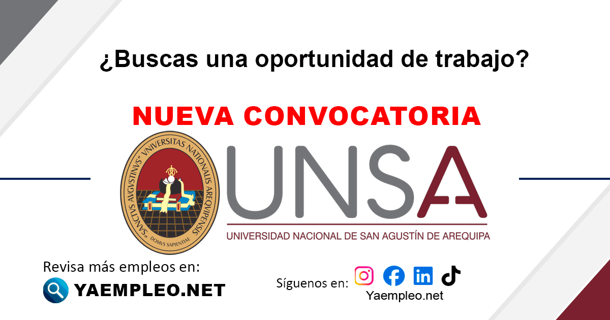 Convocatoria Universidad San Agustin Arequipa (UNSA) Mayo 2026: 98 ...